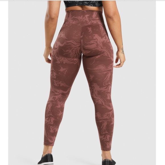 Gymshark GS power sports high waisted leggings  -Cherry Brown print - Picture 2 of 4